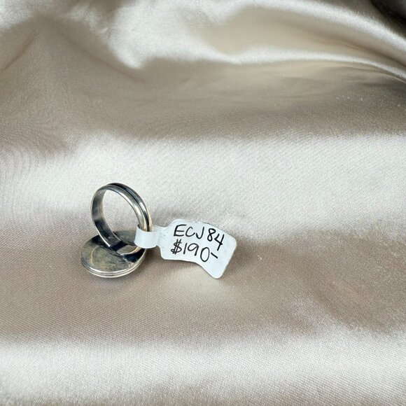 Sterling Blue Lace Agate Teardrop Cabochon Gemstone Silver Ring Jewelry SIze 7 - Picture 4 of 5